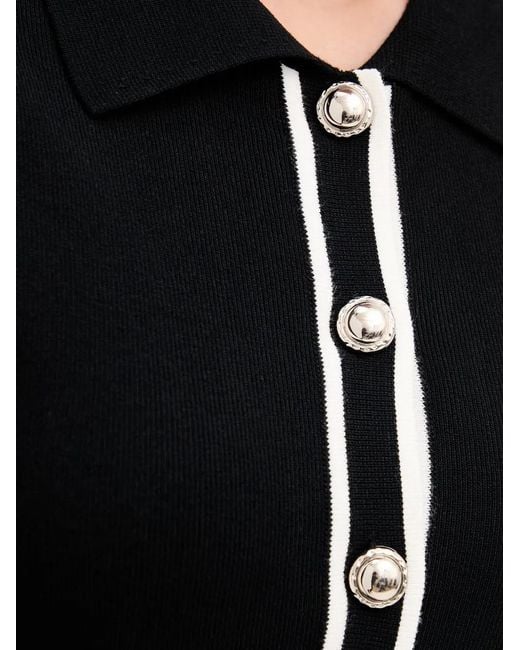 Morgan Black Pleated-Skirt Polo Mini Dress