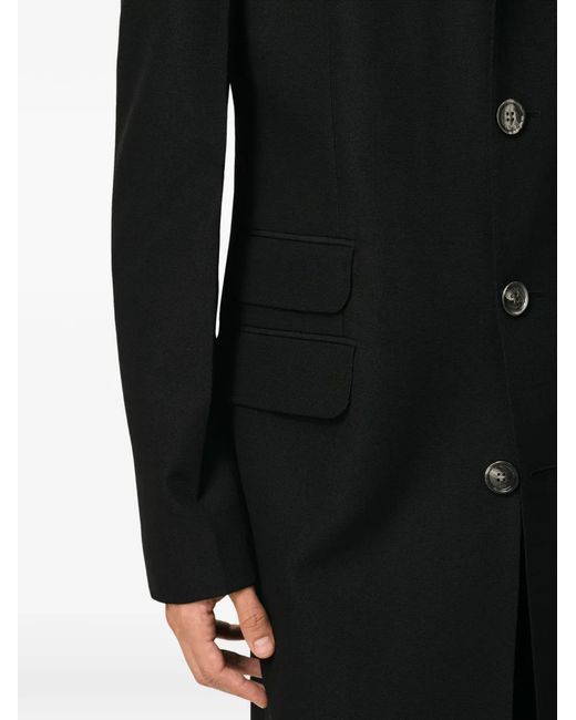 AMI Black New Wool Straight Simple Breasted Coat for men