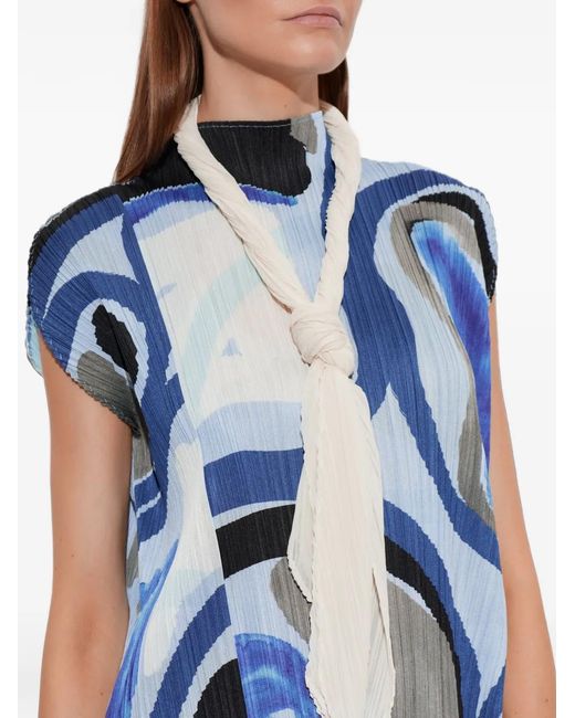 Pleats Please Issey Miyake Natural Pleated Zigzag-Edge Scarf