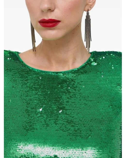 Robe Ornée De Sequins À Épaules Matelassées Bardot en coloris Green