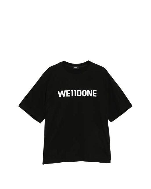 we11done Black Logo-Print T-Shirt for men