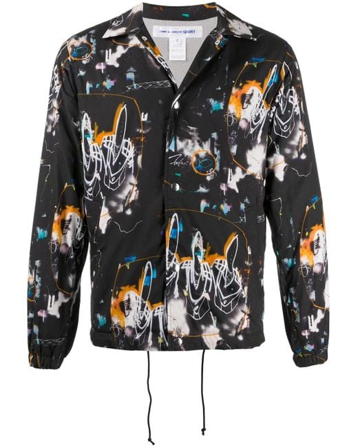 Comme des Garçons Black Abstract Print Shirt Jacket for men