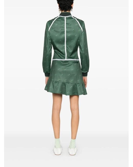 Gcds Green Pinstriped Zip-Up Mini Dress