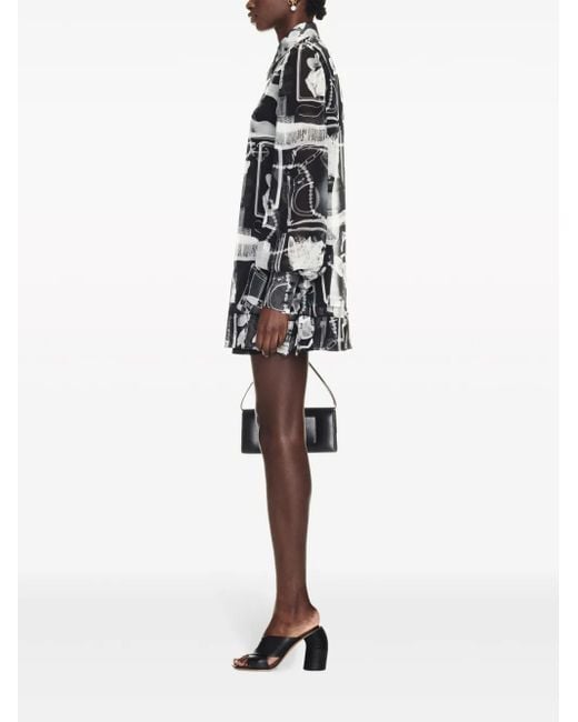 Off-White c/o Virgil Abloh Black X-Ray-Print Silk Shirt Dress
