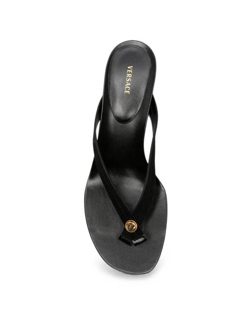 Versace White Medusa Plaque Kitten-Heel Sandals