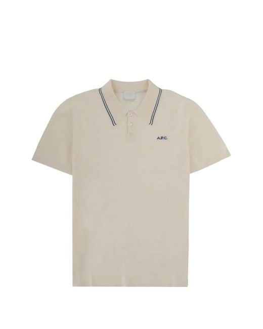 A.P.C. White Logo-Embroidered Short-Sleeve Polo Shirt for men