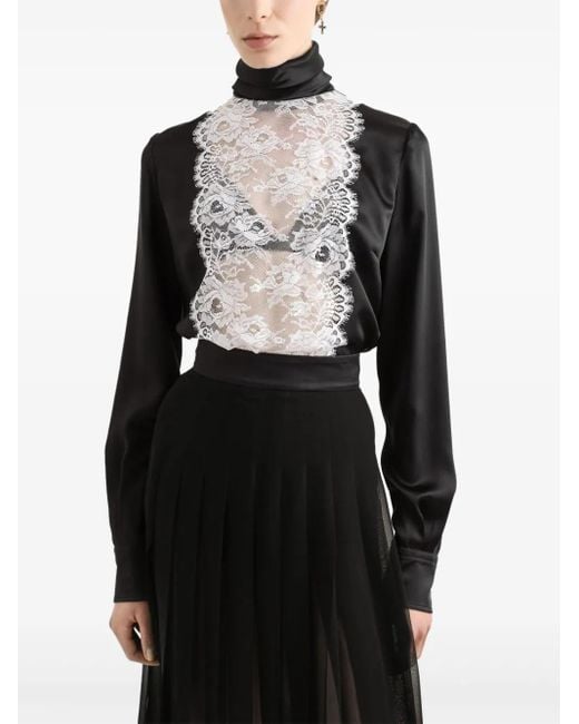 Dolce & Gabbana Black Dolce & Gabbana Blouse With Lace Appliqué