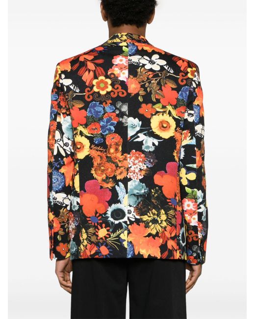Moschino Red Floral-print Single-breasted Blazer for men