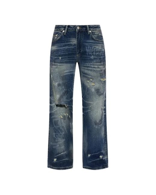 M I S B H V Blue Laser Tagged Distressed Denim Jeans