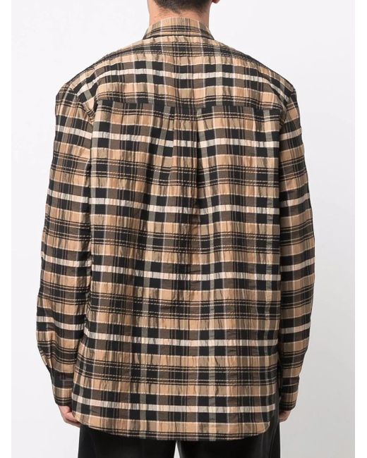 Nanushka Gray Organic-Cotton Checked Shirt for men