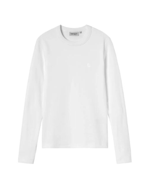 Carhartt White Logo-Embroidered Long-Sleeve T-Shirt