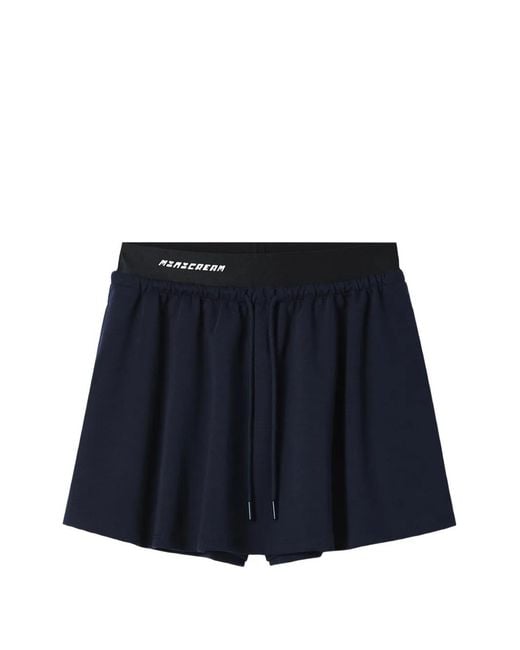 Mini Cream Blue Drawstring Skirt