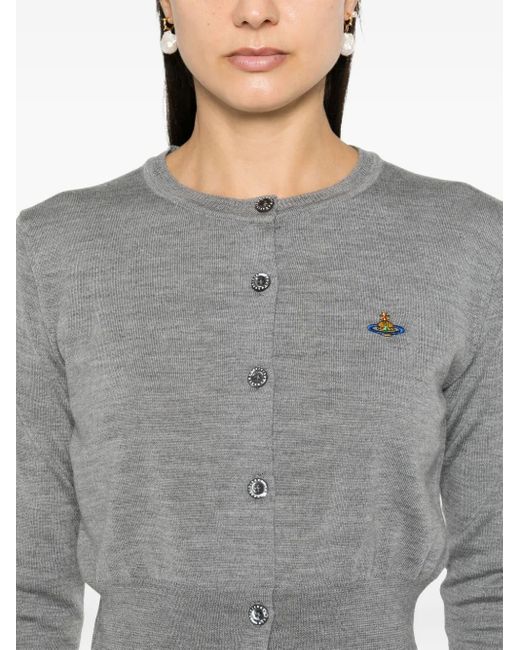 Vivienne Westwood Gray Bea Cardigan mit Logo-Stickerei