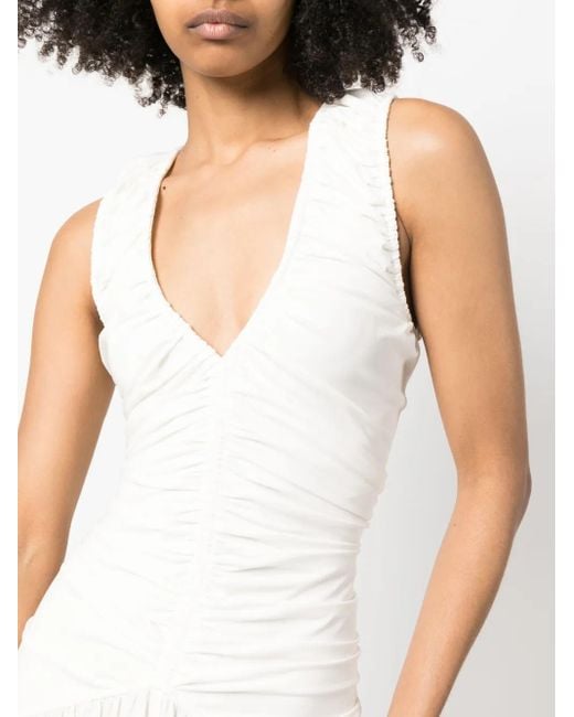 N°21 White Ruched-Detailing Long Dress