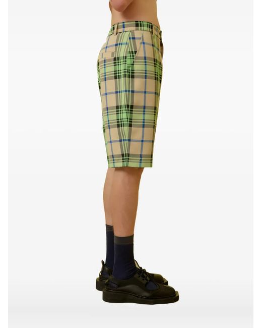 Henrik Vibskov Geruite Shorts in het Green