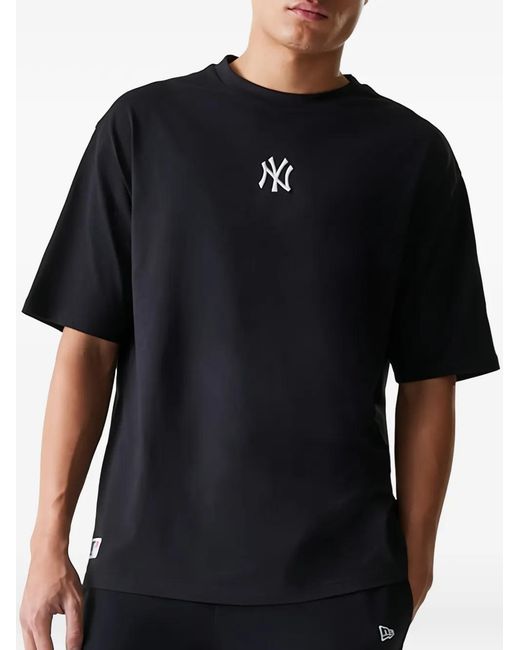 KTZ Black New York Yankees Mlb Logo-Embroidered T-Shirt for men