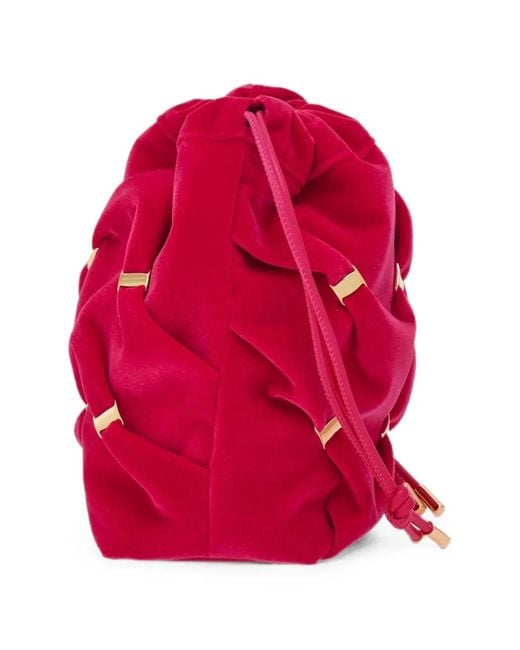 Ferragamo Red Mini Varini Drawstring Bucket Bag