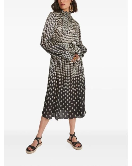 Temperley London Gray Cowrie Print Belted Dress