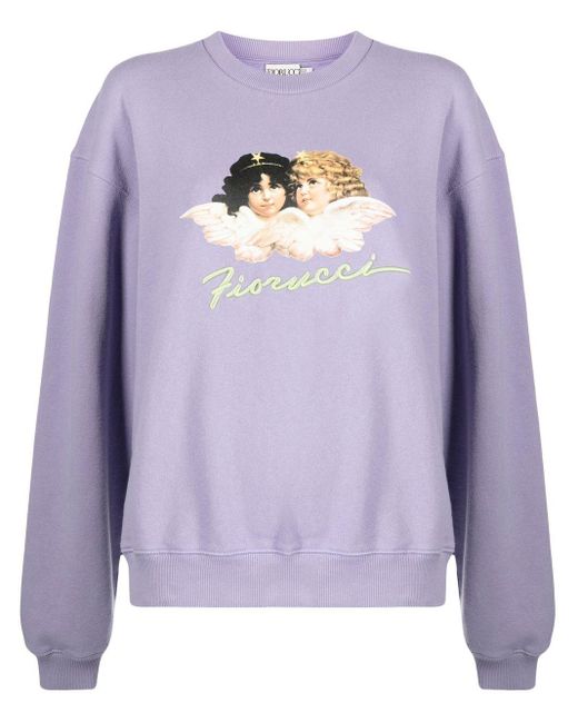 Fiorucci Purple Angel-print Jersey Sweatshirt