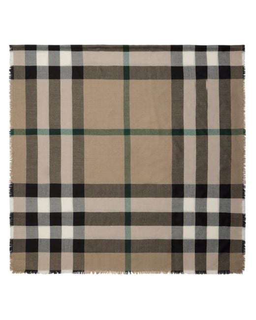 Burberry Natural Raw-cut Checked Scarf