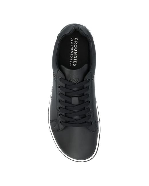 Groundies Black Galaxy Logo-Embossed Sneakers