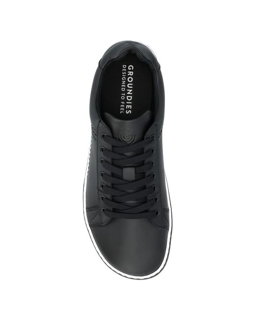 grounds Black Galaxy Leather Sneakers for men
