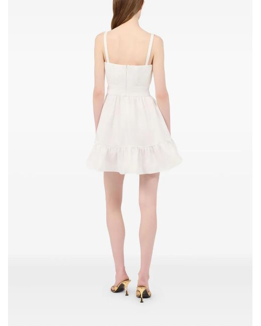 Roberto Cavalli White Monogram-Plaque Tiered Dress