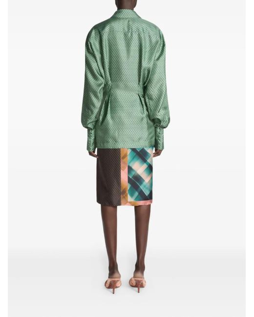 Blouse Drapée En Soie À Motif Géométrique Dries Van Noten en coloris Green