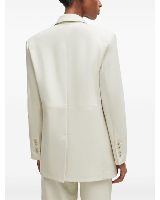 Boss White Double-breasted Leather Blazer