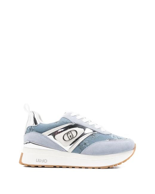 Liu Jo White Printed Denim Platform Sneakers