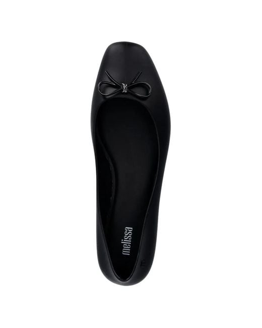 Melissa Black Bow-Detail Square-Toe Ballet Flats