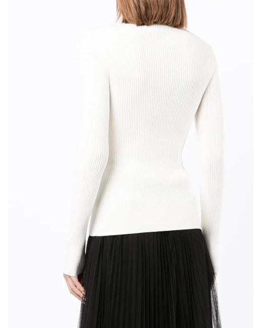 McQueen White Ribbed-Knit Button-Detail Top