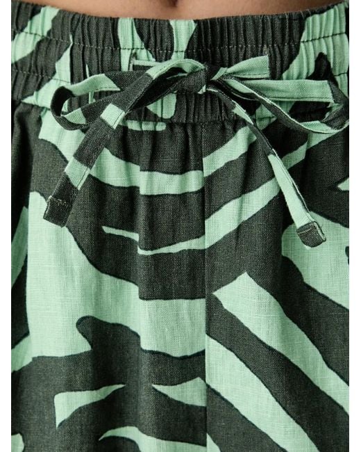 Benetton Green Leaf-Print Drawstring-Fastening Shorts