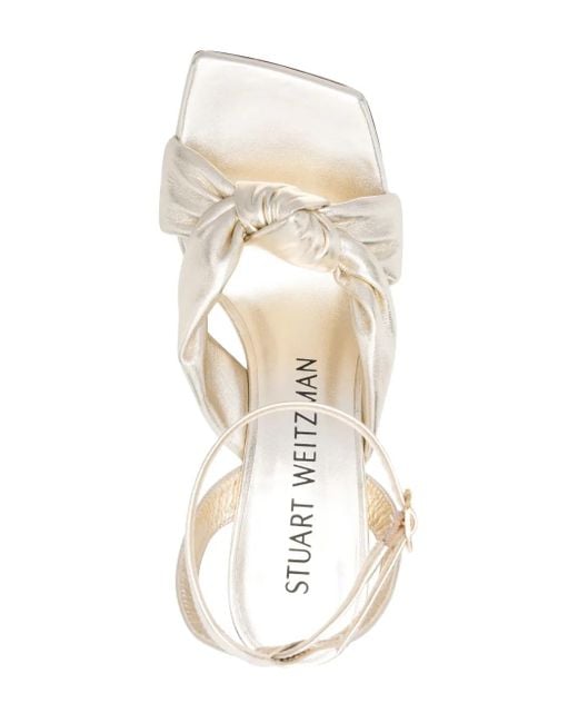Stuart Weitzman White Playa Ankle-Strap 100Mm Knot Sandals