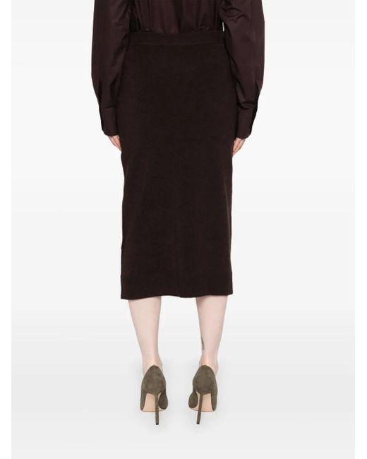 Victoria Beckham Black Wool Midi Skirt