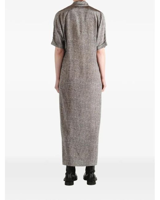 Cortana Gray Draped V-Neck Dress
