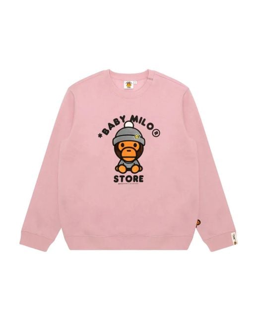A Bathing Ape Pink Embroidered Crew-Neck Sweatshirt