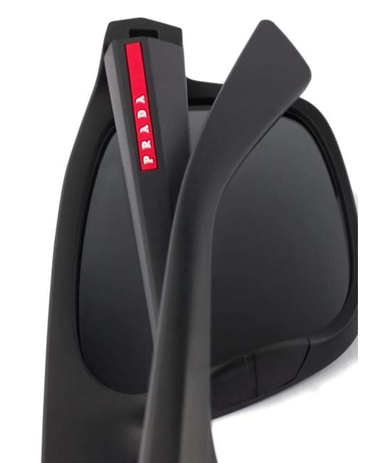 Prada Eckige Linea Rossa Sonnenbrille in Gray für Herren