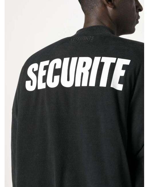 Vetements Black Slogan-Print Cotton Bomber Jacket for men