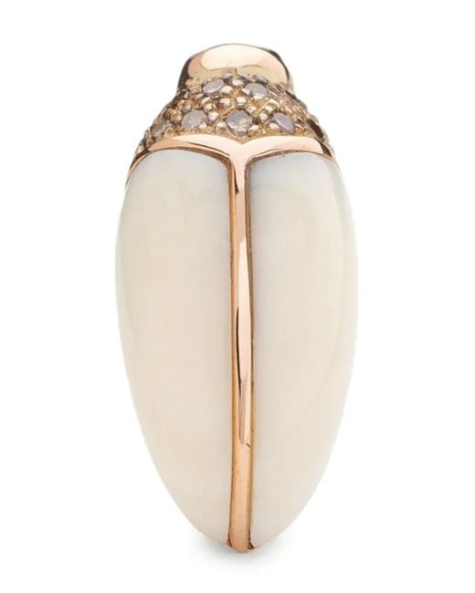 Bibi Van Der Velden White 18Kt Mini Mammoth Scarab Stud Diamond Earring