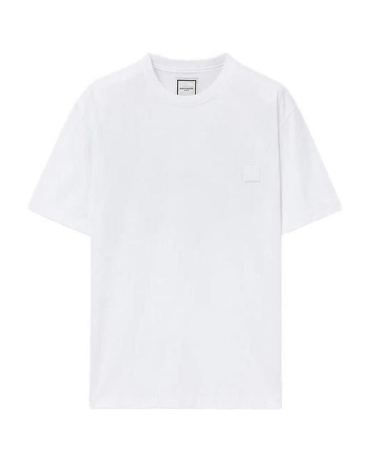Wooyoungmi White Flower-Print Box-Logo T-Shirt