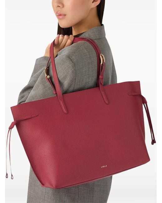 Furla Red Large Ava Leather Tote Bag
