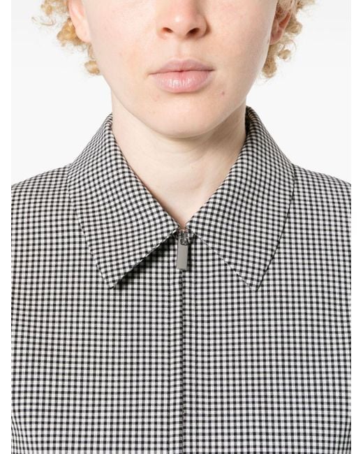 Theory Gray Gingham Check-pattern Cropped Jacket