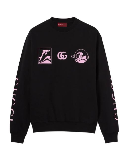 Gucci Sweater Met Print En Ronde Hals in het Black voor heren