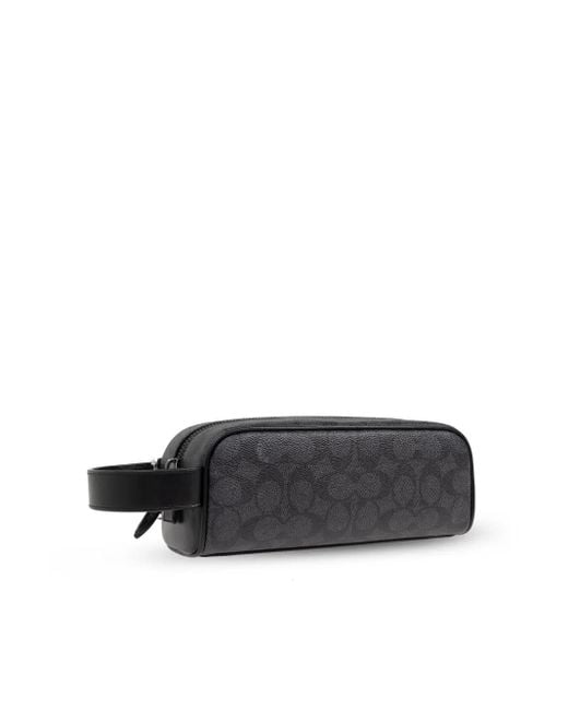 COACH Black Signature Canvas Travel Bag for men