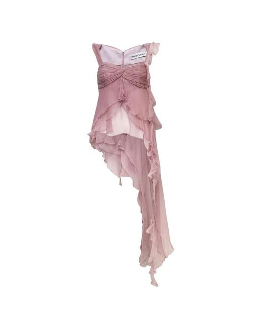 Stolen Stores Pink Fairy Ruffled Asymmetric Top