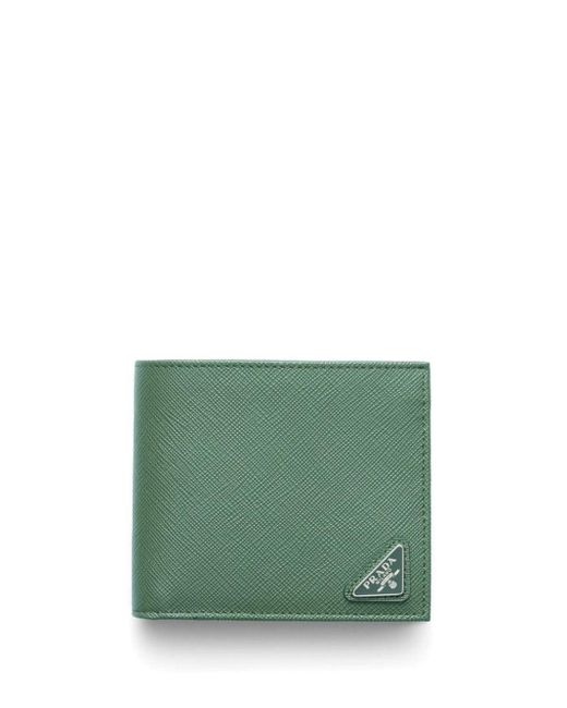 Prada Green Triangle-logo Leather Wallet for men