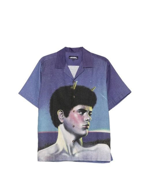 Carne Bollente Blue Graphic-Print Short-Sleeve Shirt