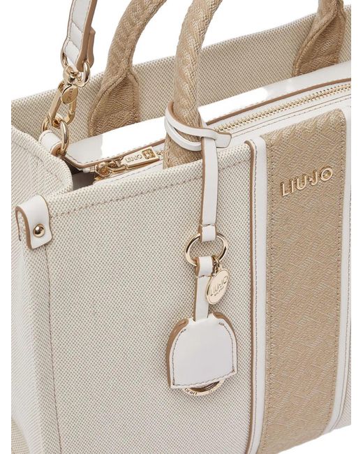 Liu Jo White Medium Jacquard Charm Tote Bag