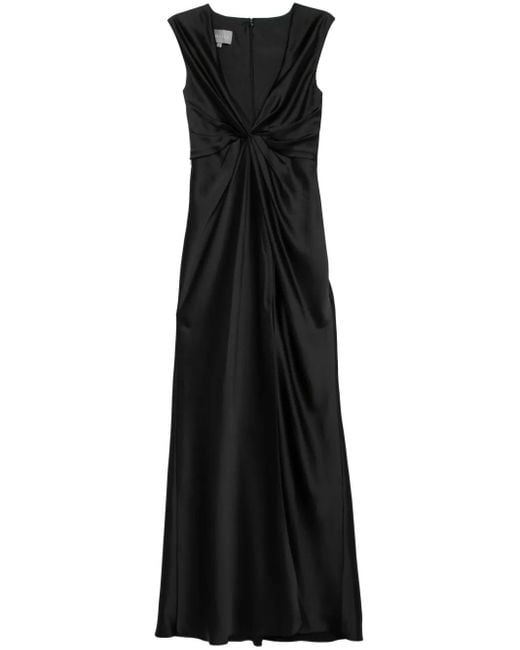 Amsale Black Fluid Twisted Draped Dress